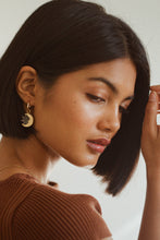 Load image into Gallery viewer, Daydream Sun & Moon Hoop Earrings - Smoke Marble & Gold