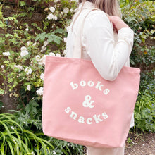 Load image into Gallery viewer, Books & Snacks - Blush Pink Canvas Tote Bag