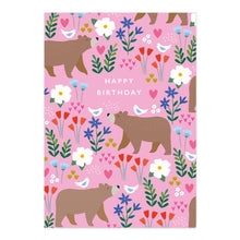 Load image into Gallery viewer, Happy Birthday Card | Cute Bear and Bird Floral Pattern Card