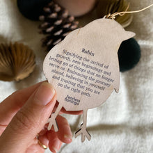 Load image into Gallery viewer, Robin garden bird wooden Christmas & Easter tree decoration