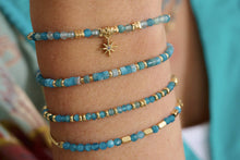 Load image into Gallery viewer, Una Apatite & Gold Star Charm Slider Bracelet