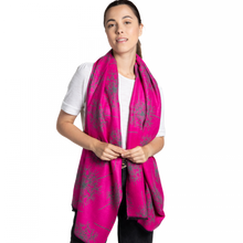 Load image into Gallery viewer, Dandelions scarf in fuchsia