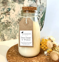 Load image into Gallery viewer, Stem Ginger and Walnut - Pippin 200ml milk bottle candle with cork lid