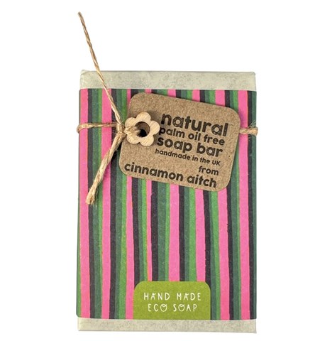 Pink Stripe peppermint & poppyseed handmade soap bar