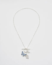 Load image into Gallery viewer, Enamel Blue Butterfly Necklace Silver