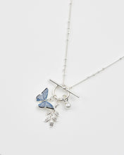 Load image into Gallery viewer, Enamel Blue Butterfly Necklace Silver