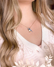 Load image into Gallery viewer, Fable Enamel Bluetit short gold necklace