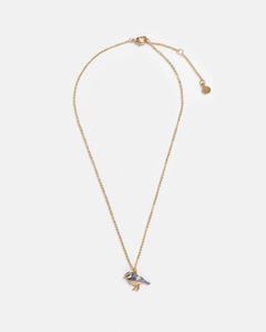 Fable Enamel Bluetit short gold necklace