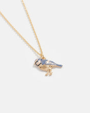 Load image into Gallery viewer, Fable Enamel Bluetit short gold necklace

