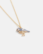 Load image into Gallery viewer, Fable Enamel Bluetit short gold necklace