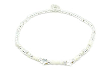 Load image into Gallery viewer, Polar Moonstone & Silver Star Stretch Bracelet