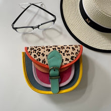 Load image into Gallery viewer, Olivia Blue Leopard Upcycled Leather Handbag