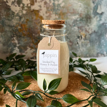 Load image into Gallery viewer, Smoked Fig, Honey & Amber - Pippin 200ml milk bottle candle with cork lid
