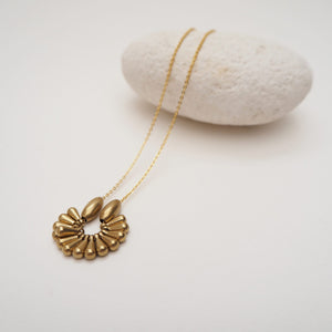 Consta - gold plated brass teardrop cluster and lozenge necklace