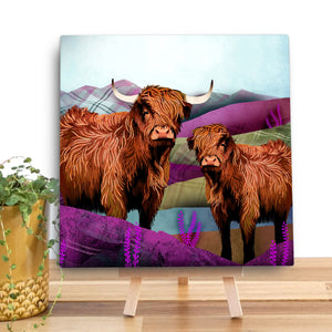 Tartan Cows Mini Canvas