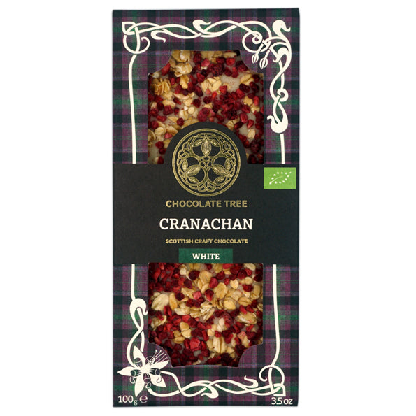 Cranachan organic 100g craft chocolate bar by Chocolate Tree Pippin