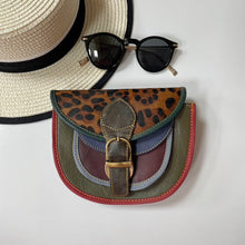 Load image into Gallery viewer, Olivia Dark Green Leopard Upcycled Leather Handbag