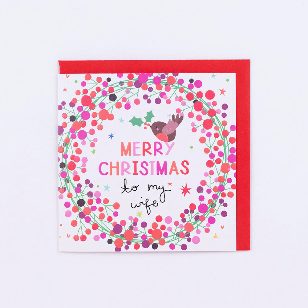 Wife Wreath and Robin Christmas card