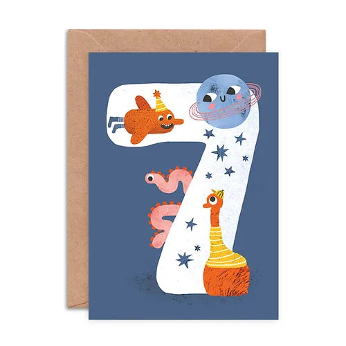 Crazy Critters Age Seven Greeting Card