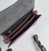 Load image into Gallery viewer, Edna Purple Little Leopard Upcycled Leather Handbag