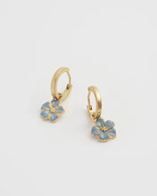 Load image into Gallery viewer, Enamel Forget-Me-Not Huggie Hoop Earrings