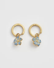 Load image into Gallery viewer, Enamel Forget-Me-Not Huggie Hoop Earrings