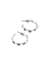 Load image into Gallery viewer, Forget Me Not Silver Stud Hoop Earrings