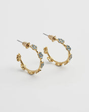 Load image into Gallery viewer, Enamel Forget-Me-Not Flower Hoop Stud Earrings