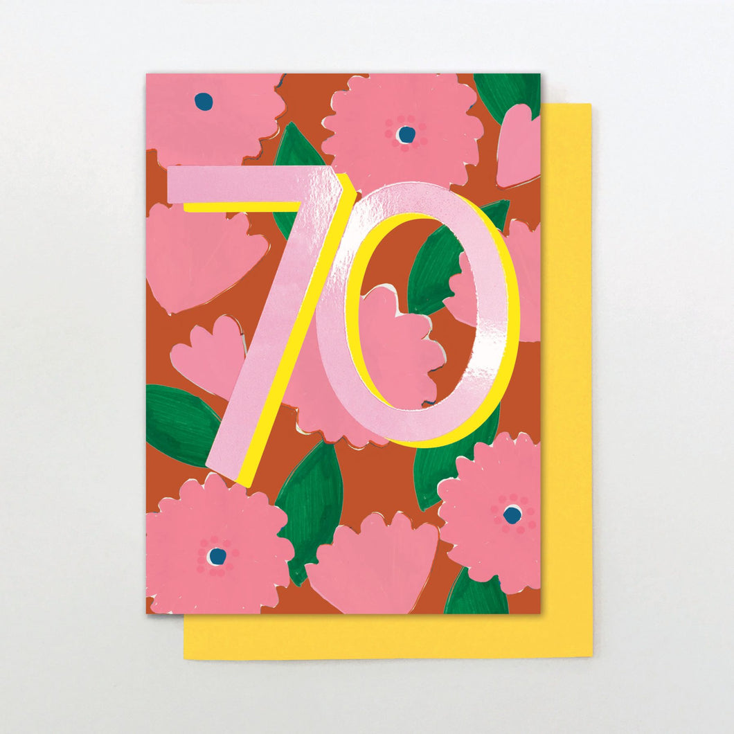 Floral 70th Birthday card