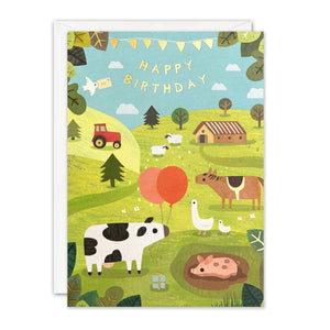 Farm animals children's birthday card