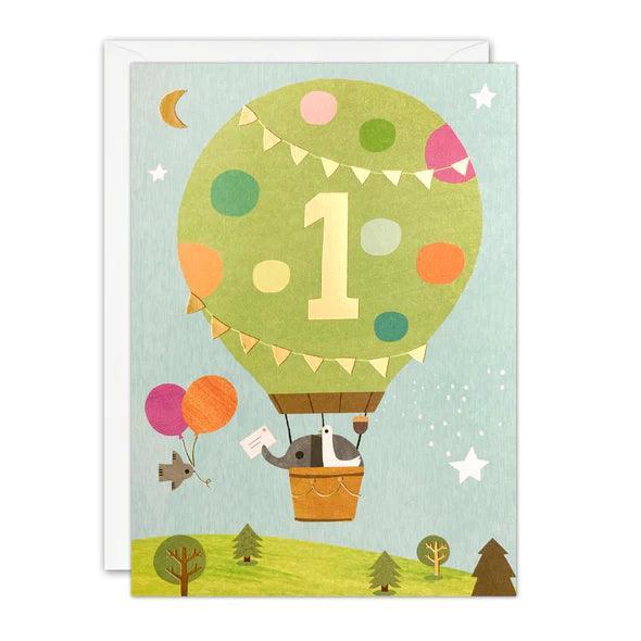 Air Balloon 1st Birthday card