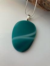 Load image into Gallery viewer, Glass pebble style pendant on necklace chain #153