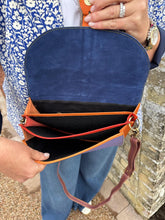 Load image into Gallery viewer, Bridget Navy Leopard Upcycled Leather Handbag