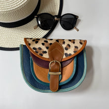Load image into Gallery viewer, Olivia Navy Leopard Upcycled Leather Handbag