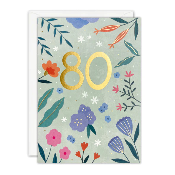 Sunbeam Flowers 80th Birthday card