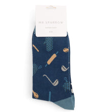 Load image into Gallery viewer, Mr Heron Men's Bamboo Socks Chef Navy