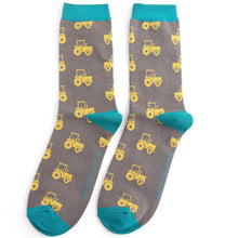 Load image into Gallery viewer, Mr Sparrow mens bamboo socks tractors charcoal