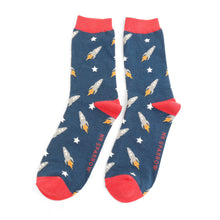 Load image into Gallery viewer, Mr Heron Men's Bamboo Socks Rockets Navy
