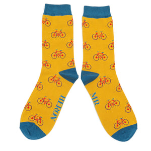 Mr Heron men's bamboo socks cycling mustard