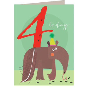 Age 4 Anteater Birthday card