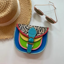 Load image into Gallery viewer, Olivia Bright Blue Snake Upcycled Leather Handbag