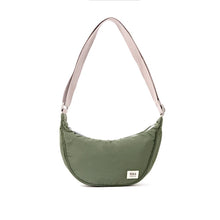Load image into Gallery viewer, Farringdon Half Moon Bag in Olive Taslon