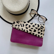 Load image into Gallery viewer, Rani Purple Leopard Upcycled Leather Handbag