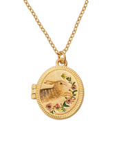 Load image into Gallery viewer, Running Bunny Gold Enamel Locket Necklace