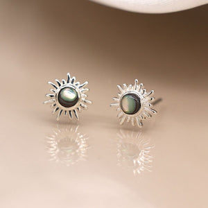 Opalescent sunburst sterling silver earrings
