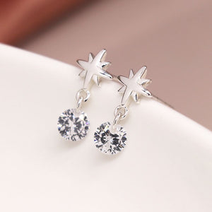 Sterling silver star earrings with CZ drops