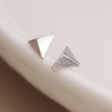 Load image into Gallery viewer, Sterling silver 3D triangle stud earrings

