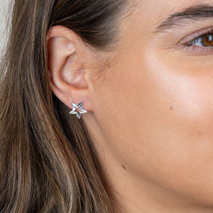 Sterling silver cut-out star stud earrings