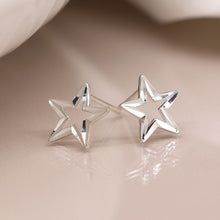 Load image into Gallery viewer, Sterling silver cut-out star stud earrings
