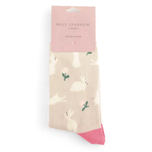 Load image into Gallery viewer, Miss Sparrow Ladies Bamboo Socks Bunnies & Daisies Silver